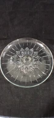 Vintage Anchor Hocking Canfield Clear Glass Pedestal Cake Plate Stand Diamond